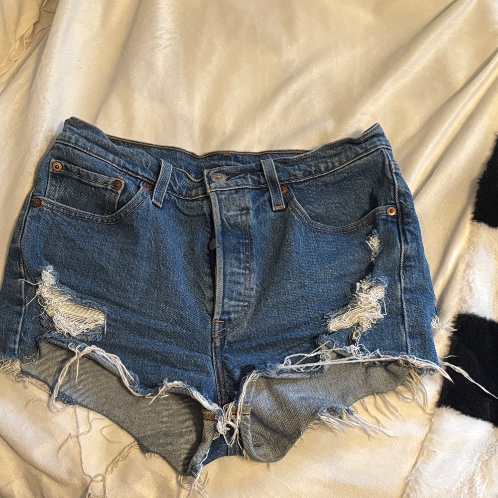 Levi's Distressed Blue Denim Shorts